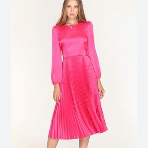 Adelyn Rae Cher Pleated Cut out Midi Dress Pink Small pleated